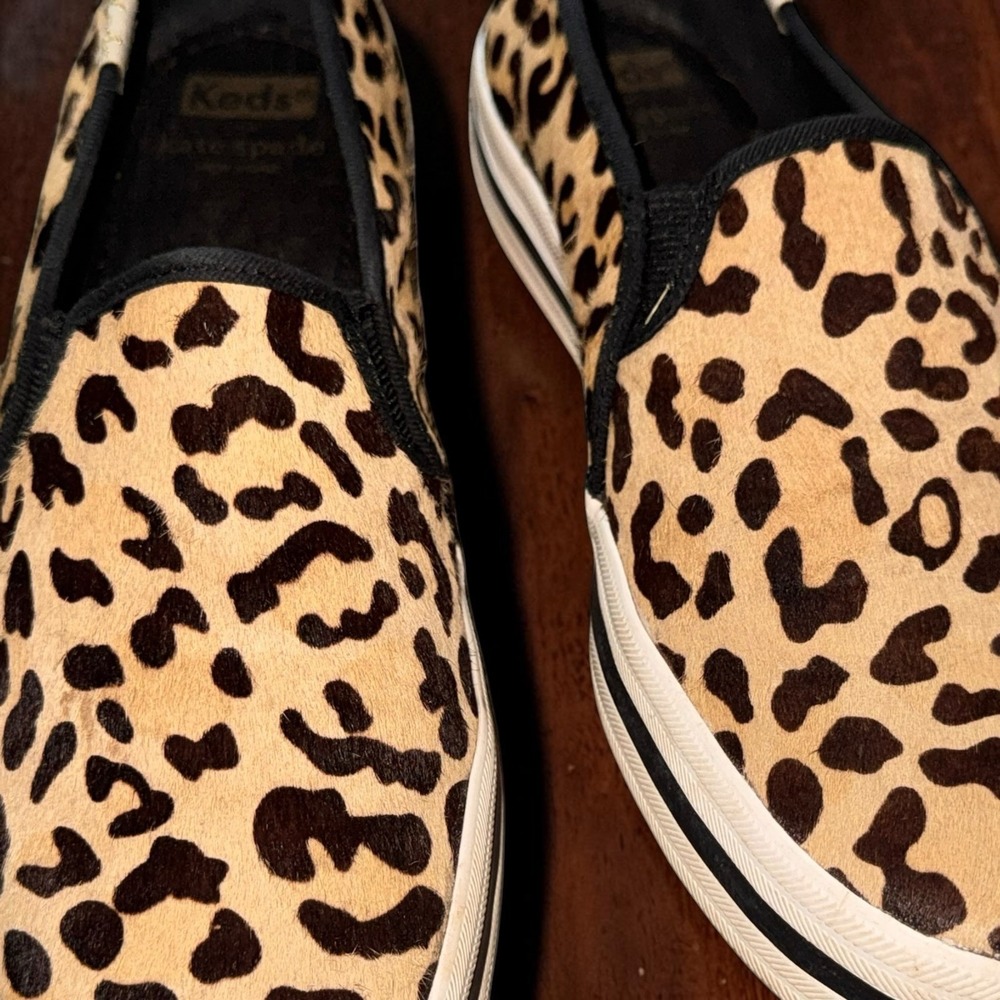Keds x Kate Spade New York Double Decker Leopard Print Calf  Slip on sneakers 9 - Picture 3 of 16